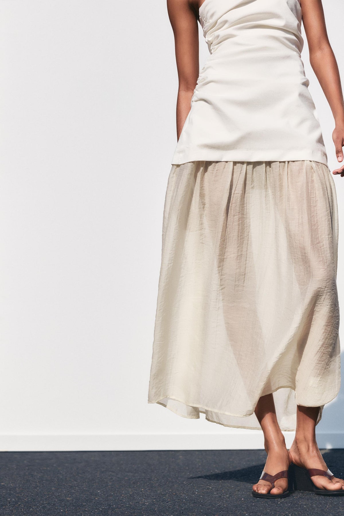 Contrast Strapless Maxi Dress