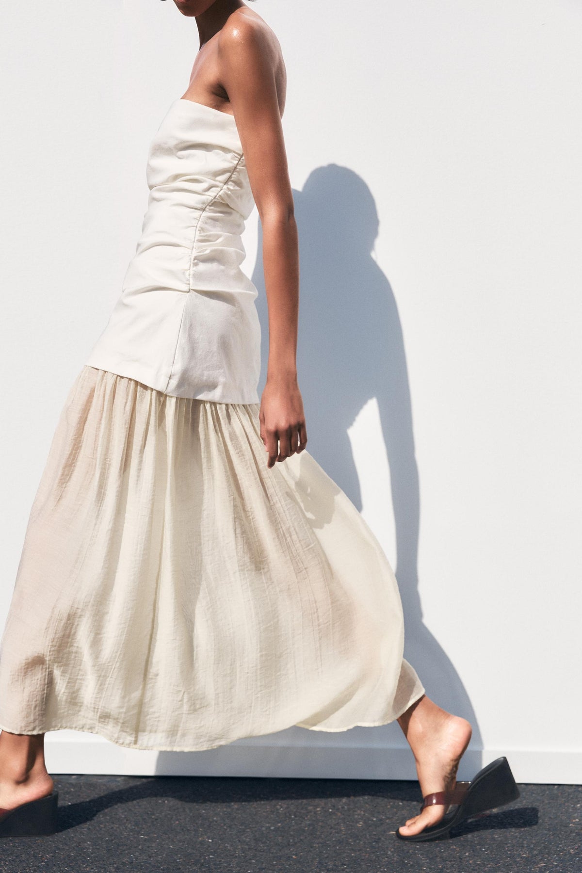 Contrast Strapless Maxi Dress