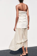 Contrast Strapless Maxi Dress