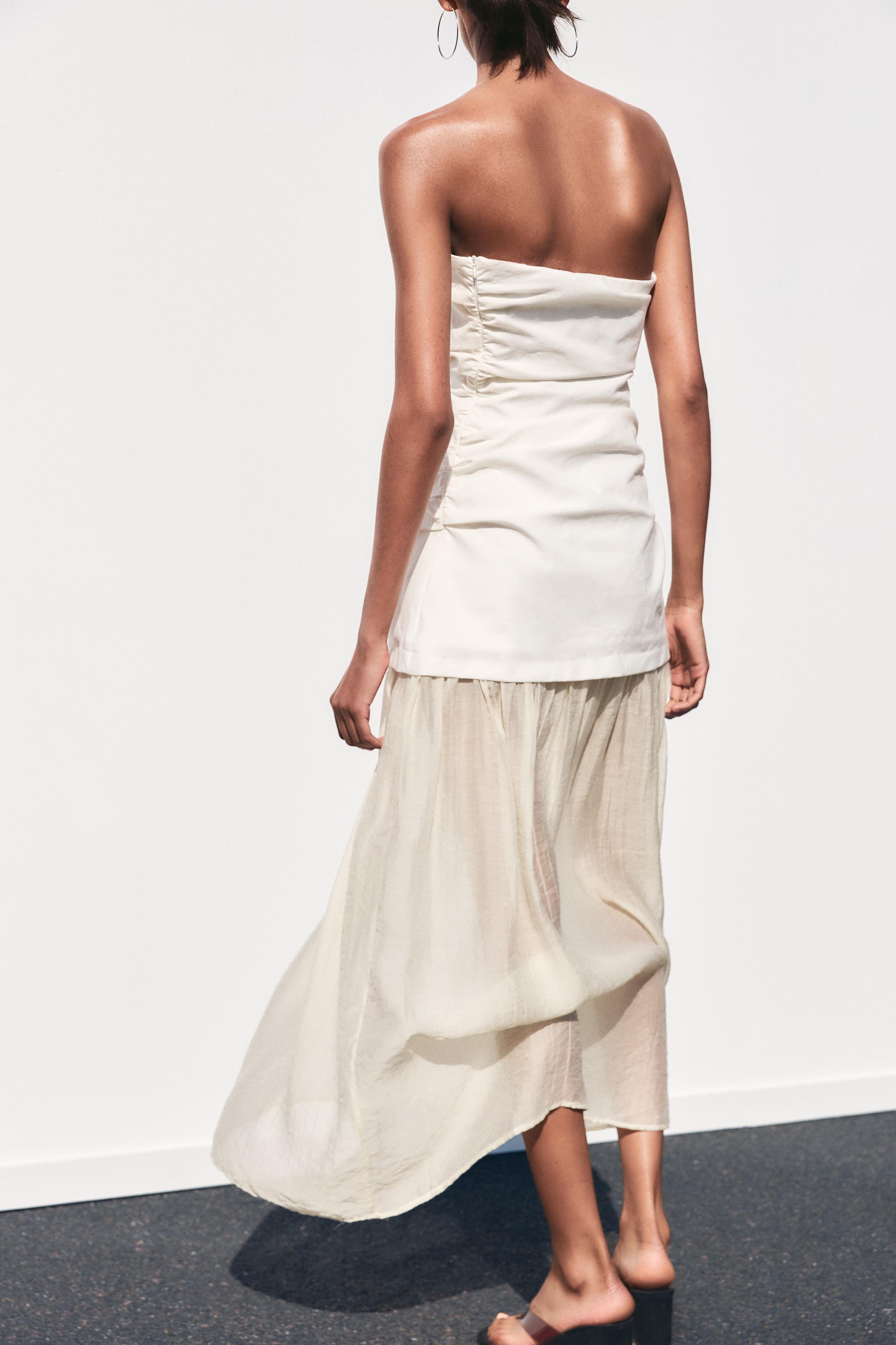 Contrast Strapless Maxi Dress