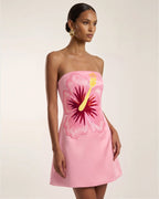 Hibiscus Embroidered Mini Dress