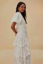 Eyelet Puff Midi Dress