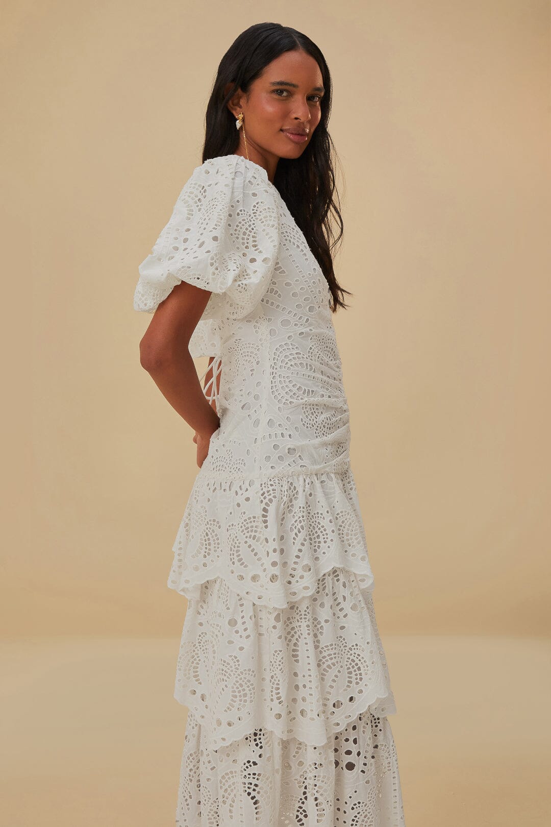 Eyelet Puff Midi Dress