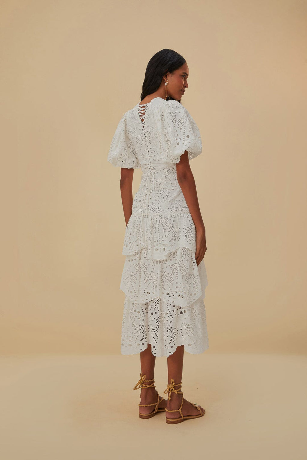 Eyelet Puff Midi Dress