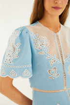 Embroidery Short Sleeve Midi Dress