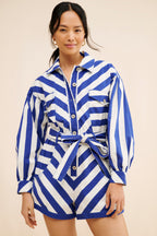 Blue And White Stripe Romper