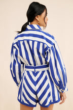 Blue And White Stripe Romper