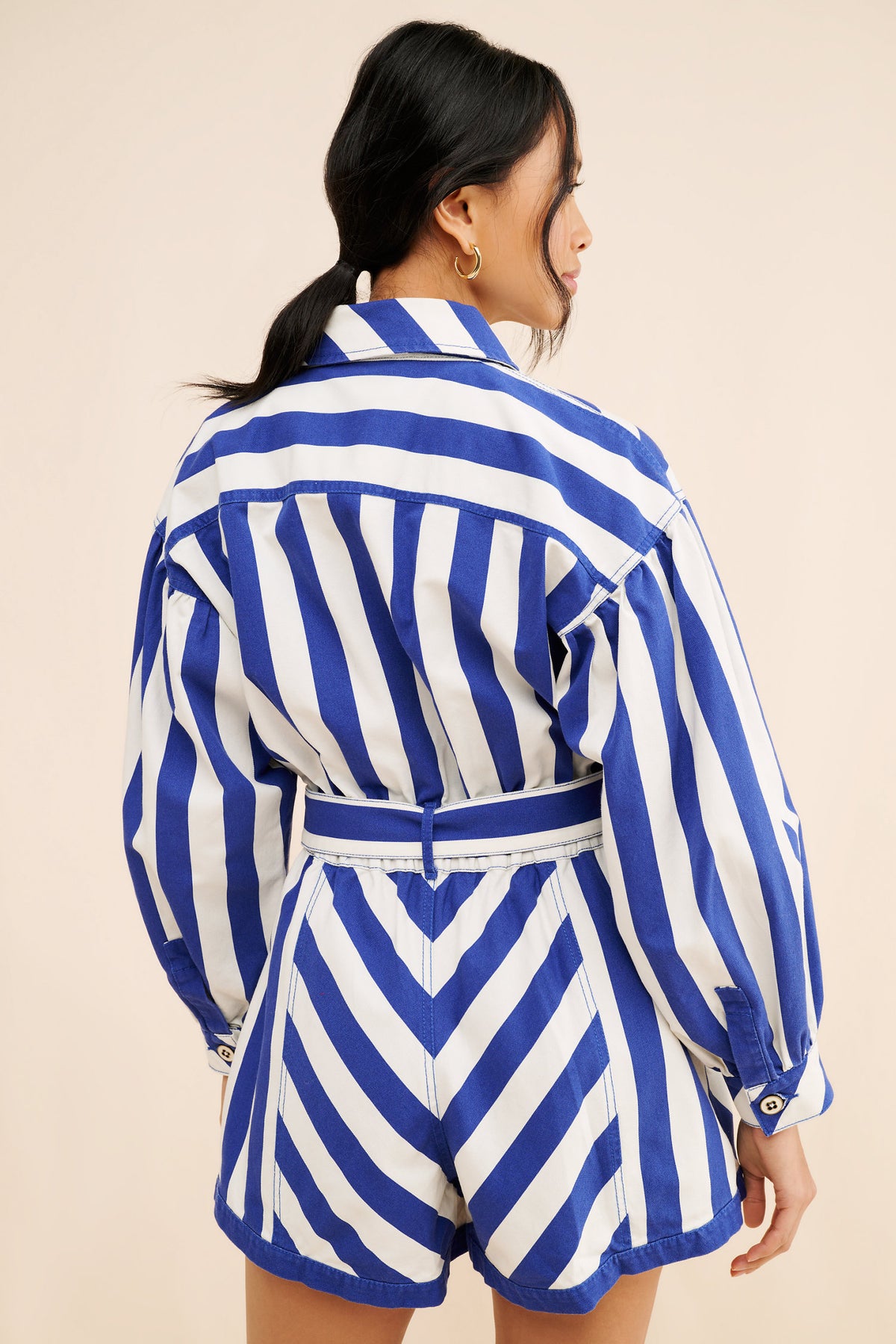 Blue And White Stripe Romper