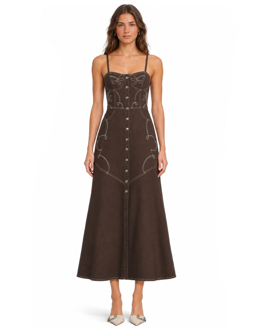 Western Denim Maxi Dress