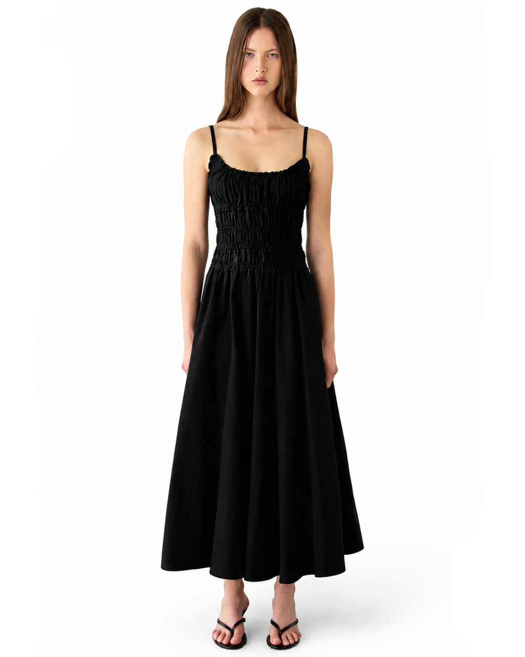 Shirred Midi Dress