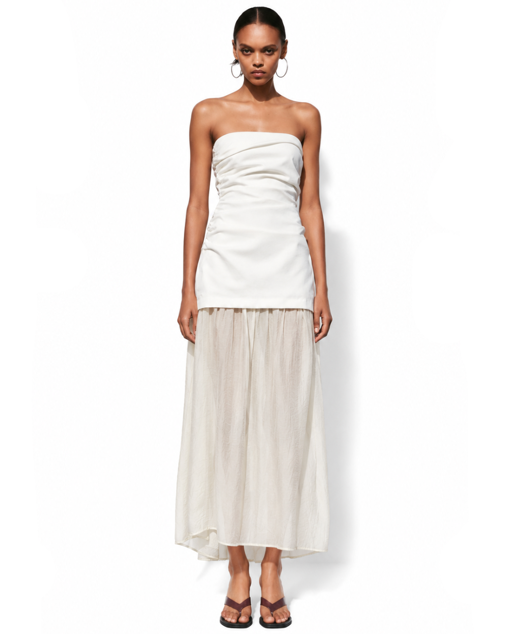 Contrast Strapless Maxi Dress