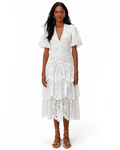 Eyelet Puff Midi Dress