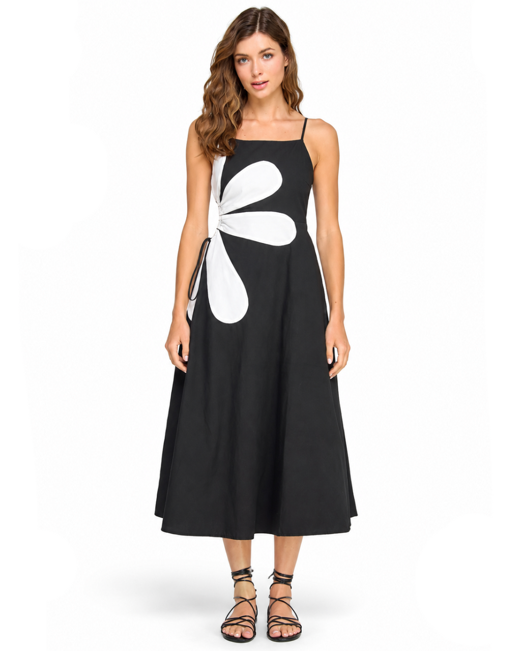 Midnight Petal Midi Dress