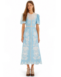 Embroidery Short Sleeve Midi Dress