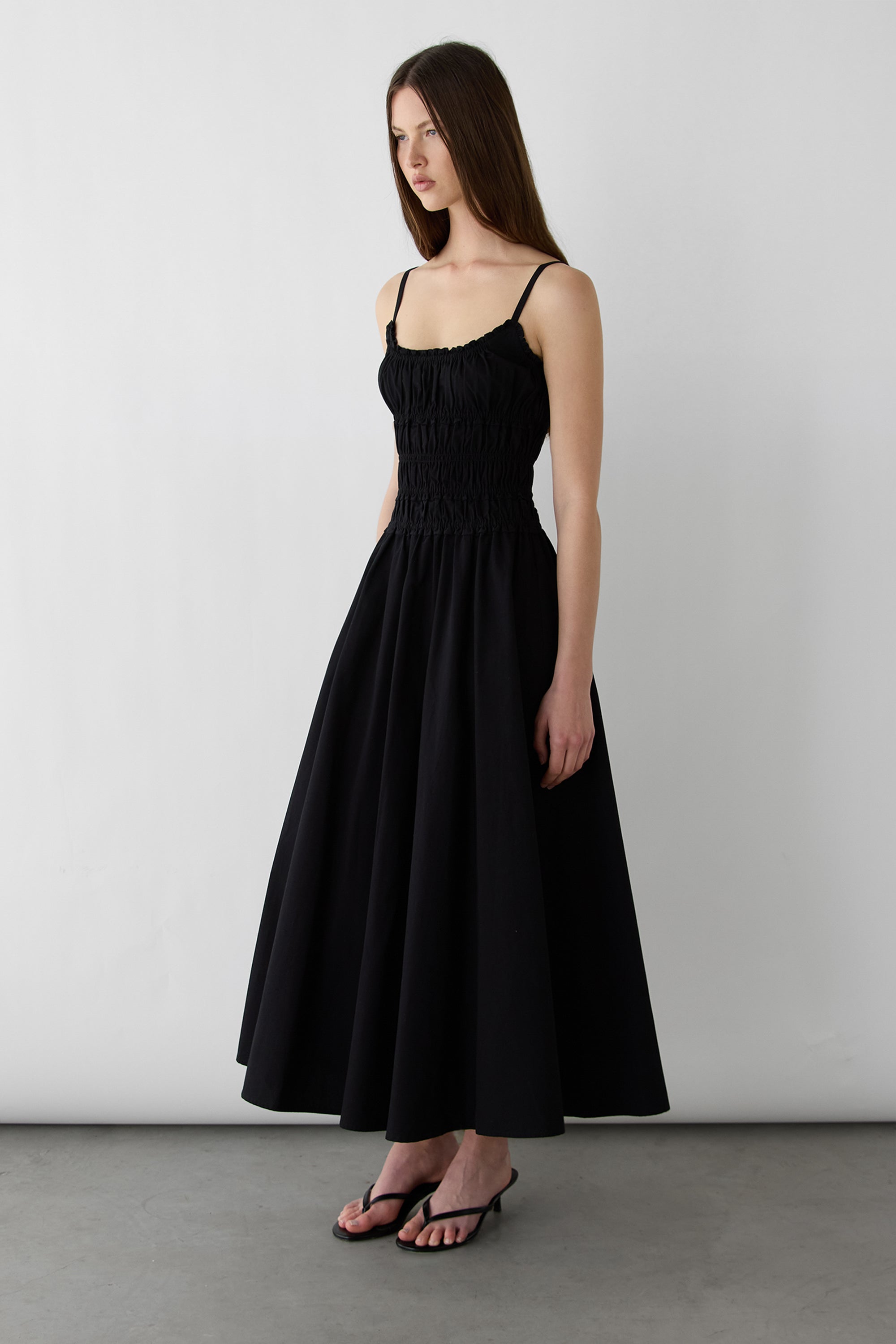 Shirred Midi Dress