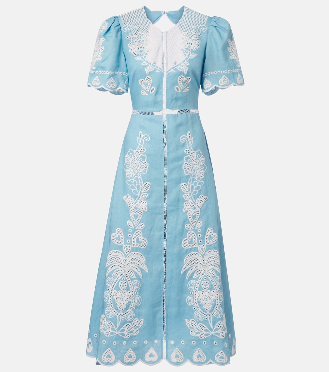 Embroidery Short Sleeve Midi Dress