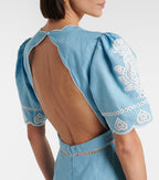 Embroidery Short Sleeve Midi Dress