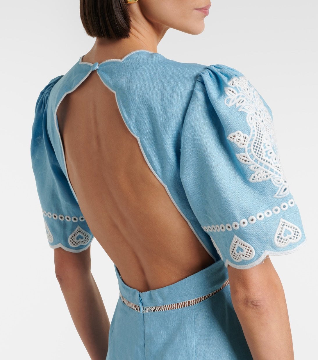 Embroidery Short Sleeve Midi Dress